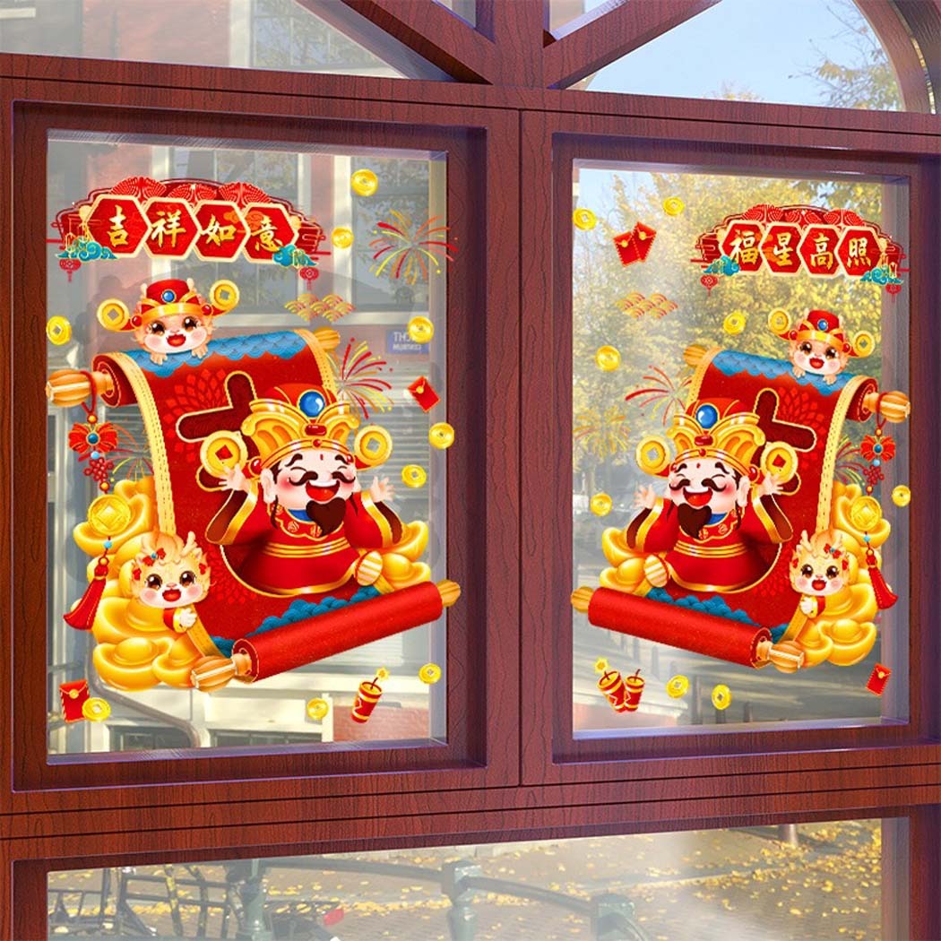 2024 Chinese New Year decoration Year static stickers on glass