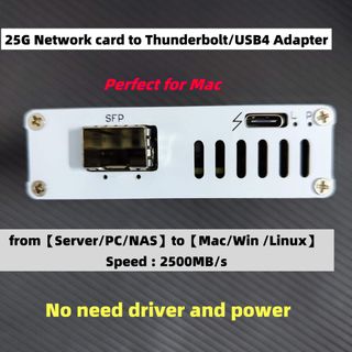 25G 網絡卡轉 Thunderbolt/USB4 適配器（適用於 Mac），速度達 2500MB/s63016066988803110