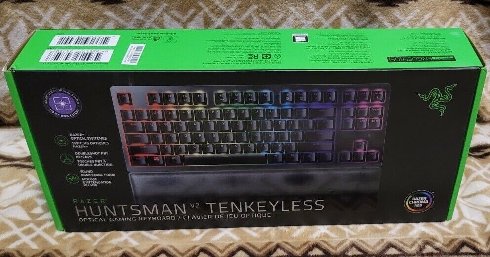 全新Razer Huntsman V2 Tenkeyless 機械鍵盤鍵盤Clicky 有聲紫軸