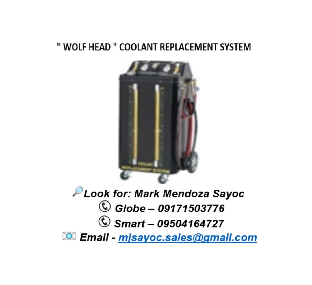 " WOLF HEAD " COOLANT REPLACEMENT SYSTEM (Category: Construction Tools & Equipment) located in Pasay City. Submitted by gryffinindustrial2023 (Listing ID 1273110878, Image 1). Description: FOR MORE INFORMATION REGARDING ON THE PRODUCT PLEASE CONTACT OR MESSAGE ME, THANK YOU..