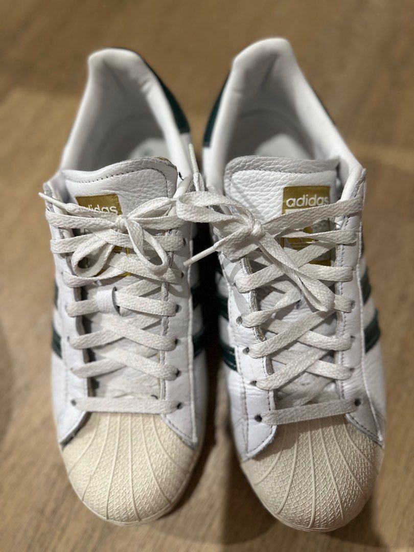Adidas superstar 1 store trainers white collegiate green