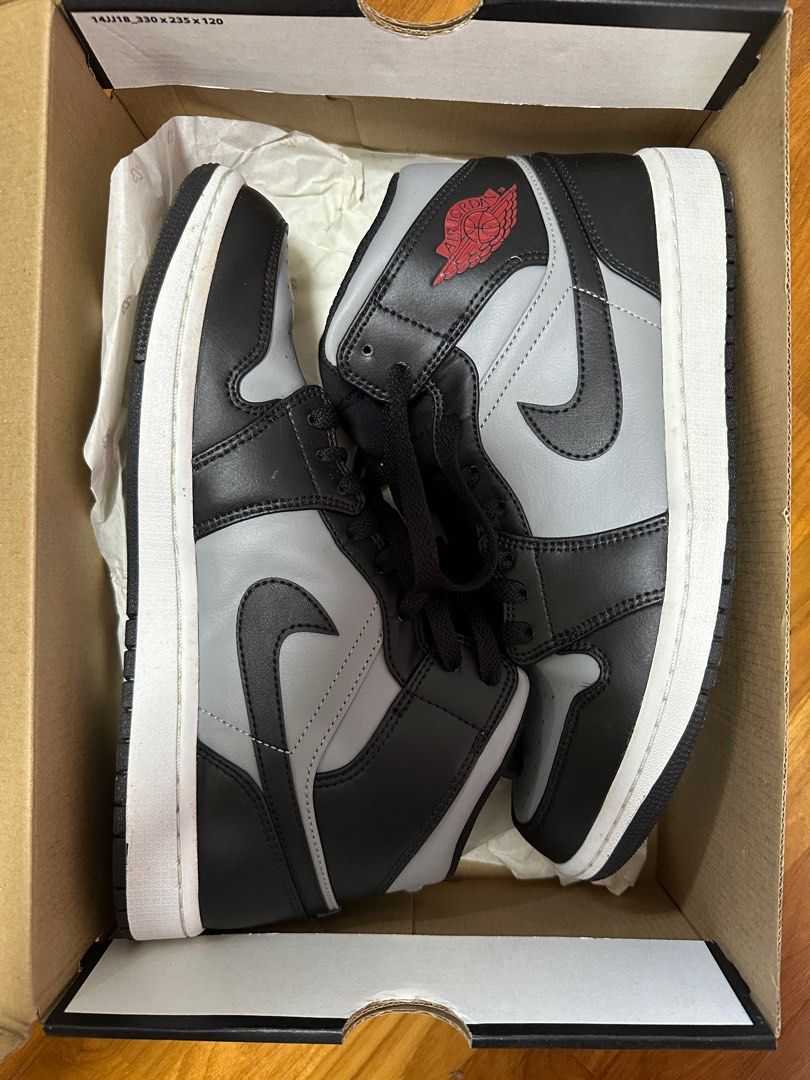 Air jordan 1 mid black particle grey store gym red