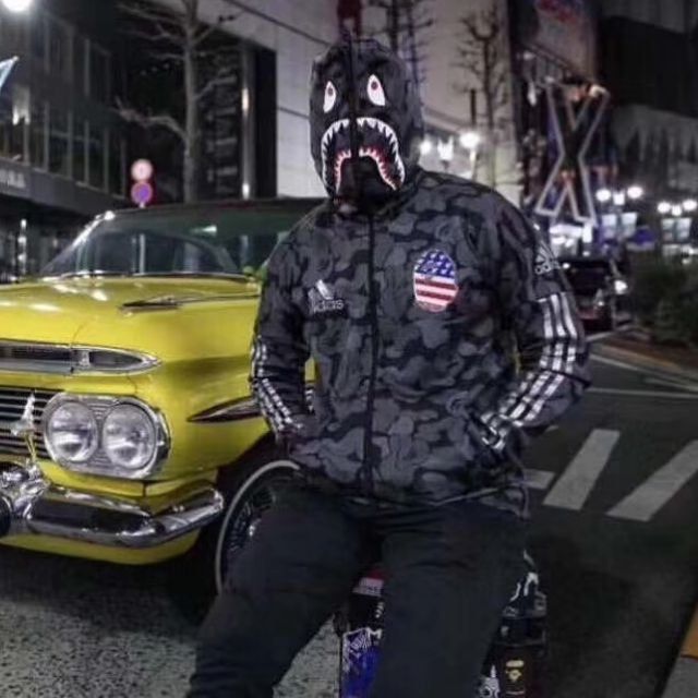 Bape x adidas sb shark hoodie black sale