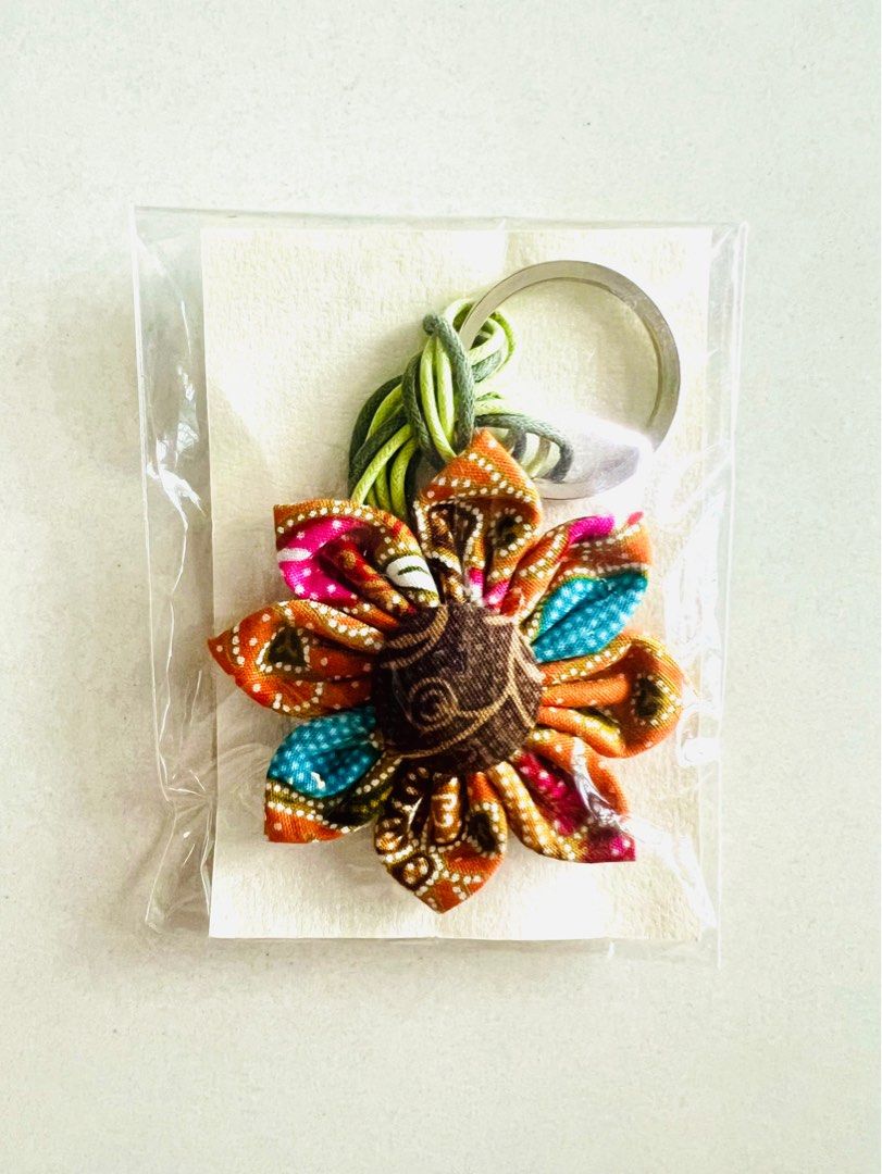 Handmade Peranakan Batik Flower Key Ring and Bag Charm, Everything Else