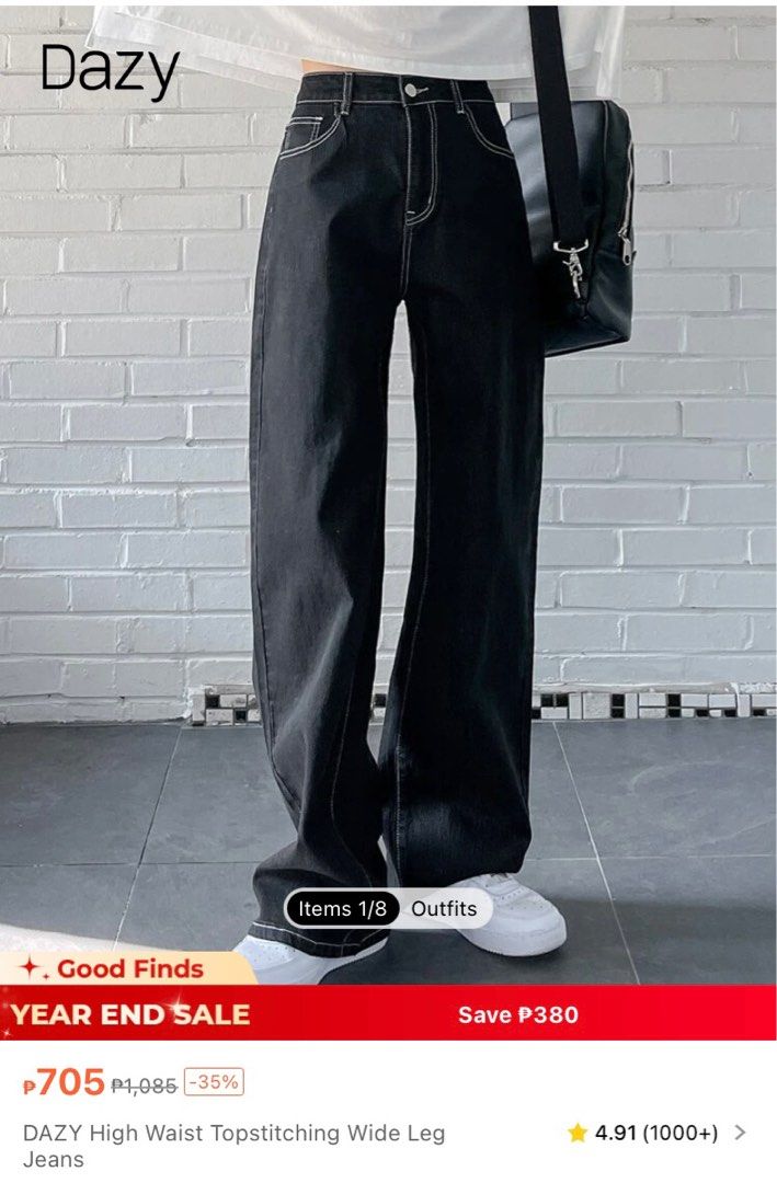 Black contrast high waist jeans (Category: Jeans) located in Quezon City. Submitted by neselcreme (Listing ID 1272947045, Image 1). Description: Best fits 26-27" waist Worn twice only Very nice in actual RFS: Decluttering.
