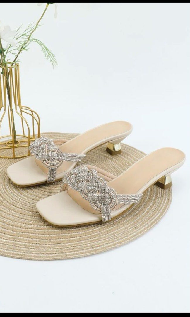 Gold flat sandals with rhinestones discount