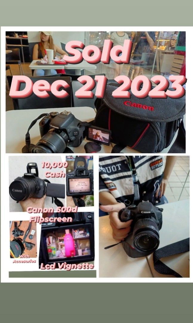 Canon 600d MODEL (Category: Cameras) located in Caloocan City. Submitted by mr.carlo_dslr_laptop (Listing ID 1269976120, Image 1). Description: Canon 600d Version DSLR Camera issue - Lcd Vignet ✅ 10,000 CASH ✅ 10,000 CASH package with Body 600d 18-55mm Kitlens Strap battery charger Lens cap Camera Bag No hidden issue ( Lcd Lang ) good performance Quality Outputs Pang budget Meal natin. Visit us at Kalookan city Monumento city Yamaha LRT.