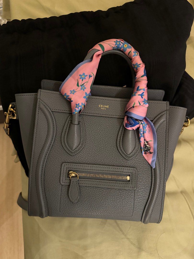 Celine Nano Luggage Bag Calfskin in Kohl