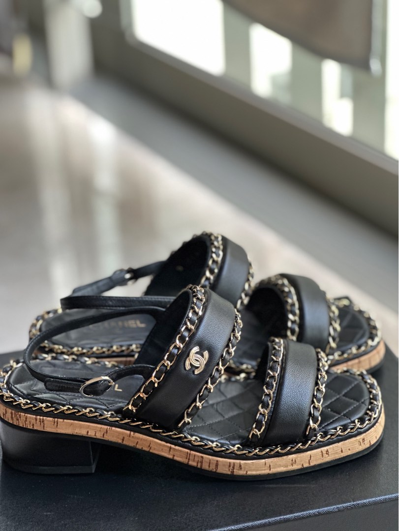 Chanel lambskin sandals clearance