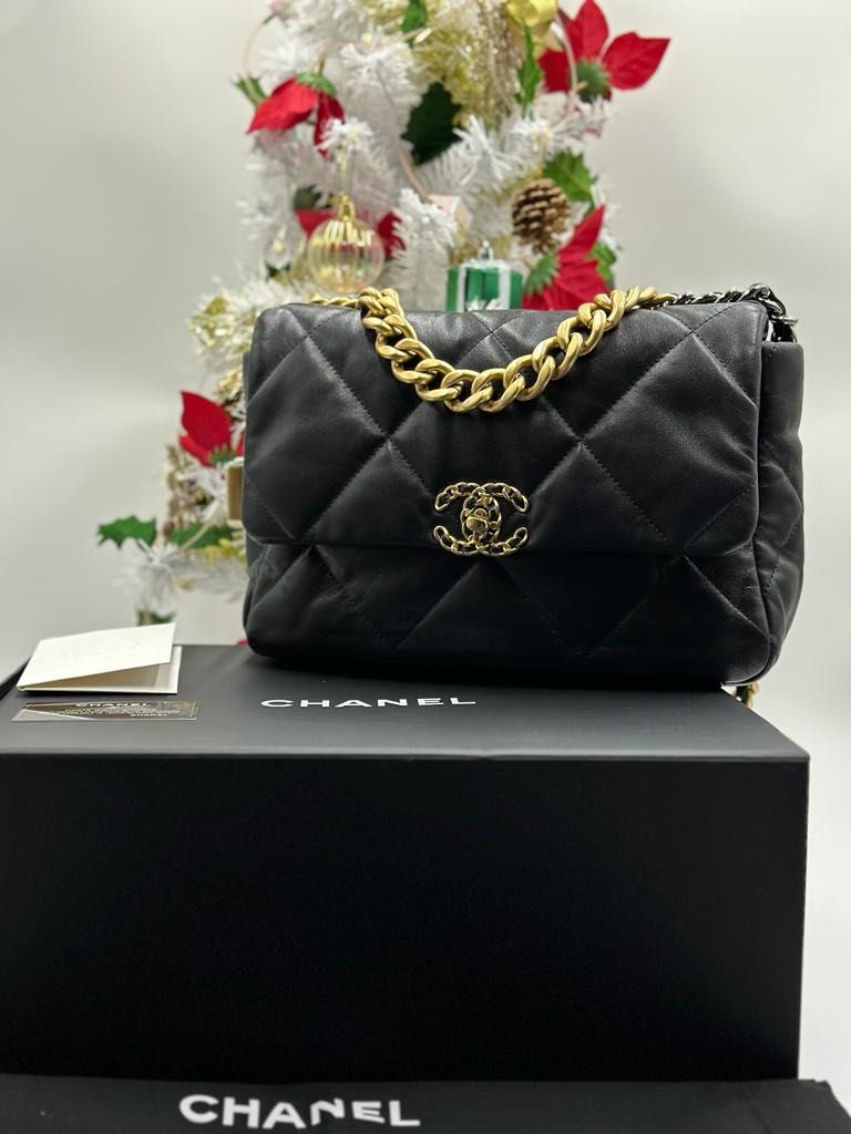 Chanel Black Quilted Lambskin Chanel 19 Large Flap Bag Luxury