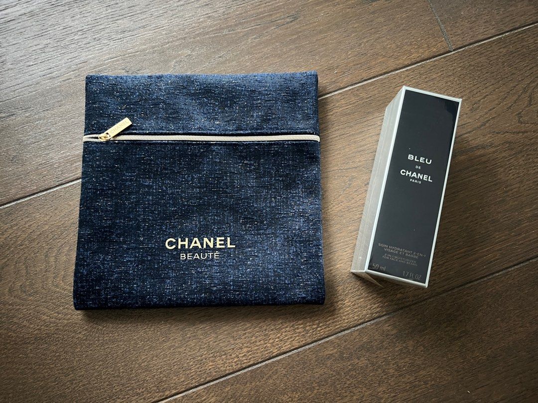 Chanel Xmas beauty gift denim beauty pouch Bleu De Chanel 2-In-1