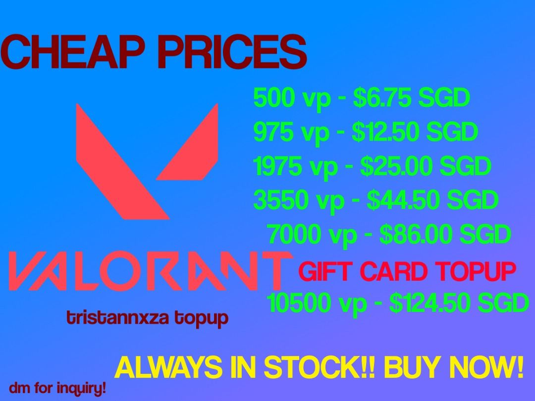 CHEAPEST) VALORANT POINTS TOP UP | Fast, Reliable, Cheap, No login  required, Video Gaming, Gaming Accessories, Game Gift Cards & Accounts on  Carousell
