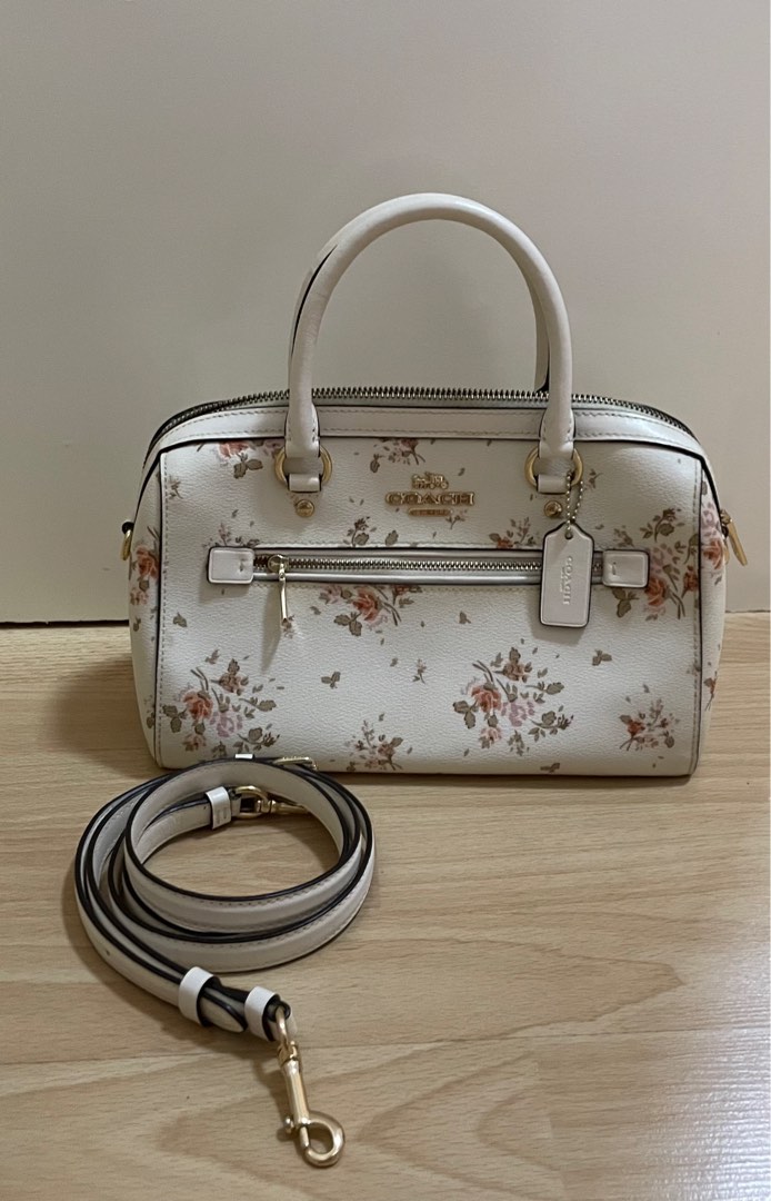 Rowan satchel with rose bouquet print outlet