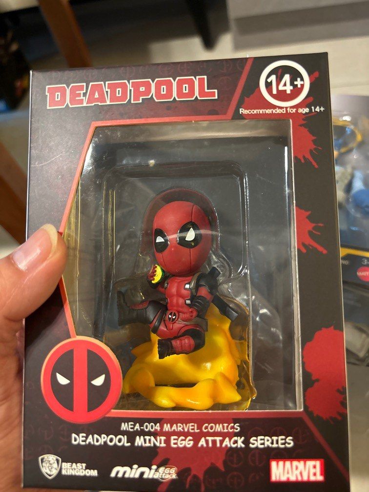 Deadpool egg attack (Category: Designer & Blind Box Toys) located in Singapore. Submitted by pujiho (Listing ID 1272987046, Image 1). Description: Cute deadpool selling at loss.