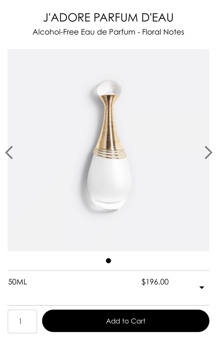DIOR J'ADORE PARFUM D'EAU Alcohol-Free Eau de Parfum - Floral Notes EDP ...