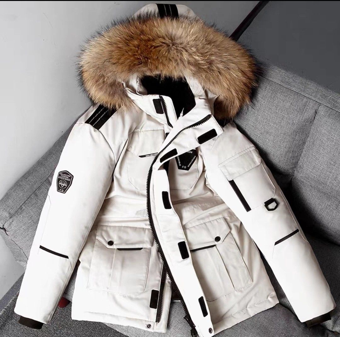 Down Winter Jacket Unisex with detachable hat fur