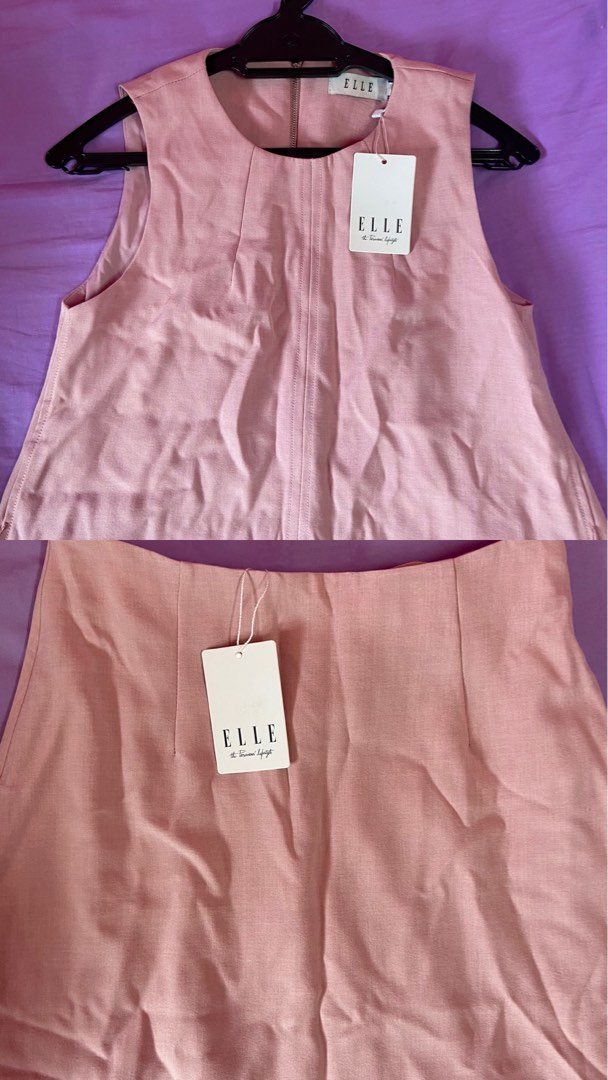 ELLE Dusty Pink Elegant Office wear Top & Bottom Skirt Set, Women's