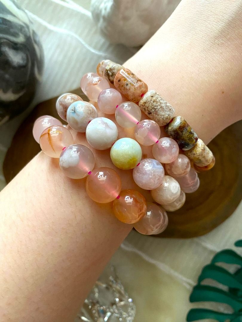 Flower Agate Crystal Stone Bracelet for Accessories Fashion Motivation Mental Health