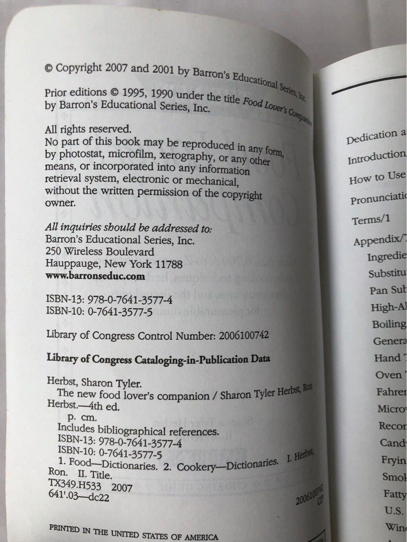 Food Lover's Companion Barron's Cooking Guide, Hobbies & Toys, Books