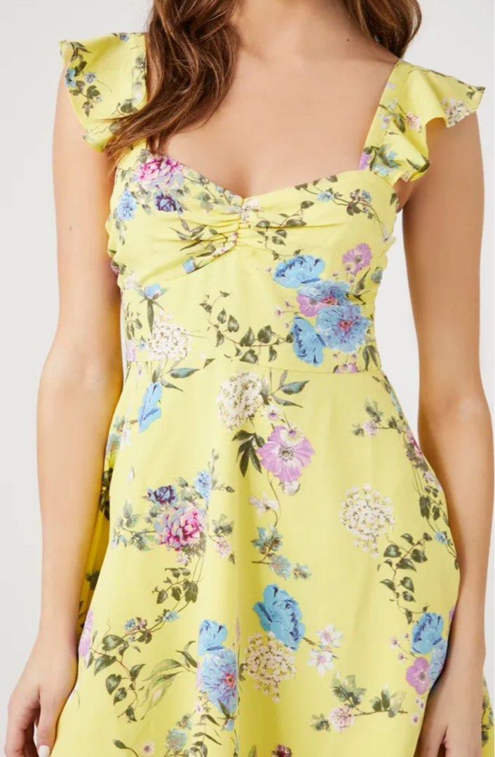 forever 21 floral tie-front fit & flare mini dress Flounce Sleeve Tie Front Lace Mini Dress – Parthea Fashion main image 0
