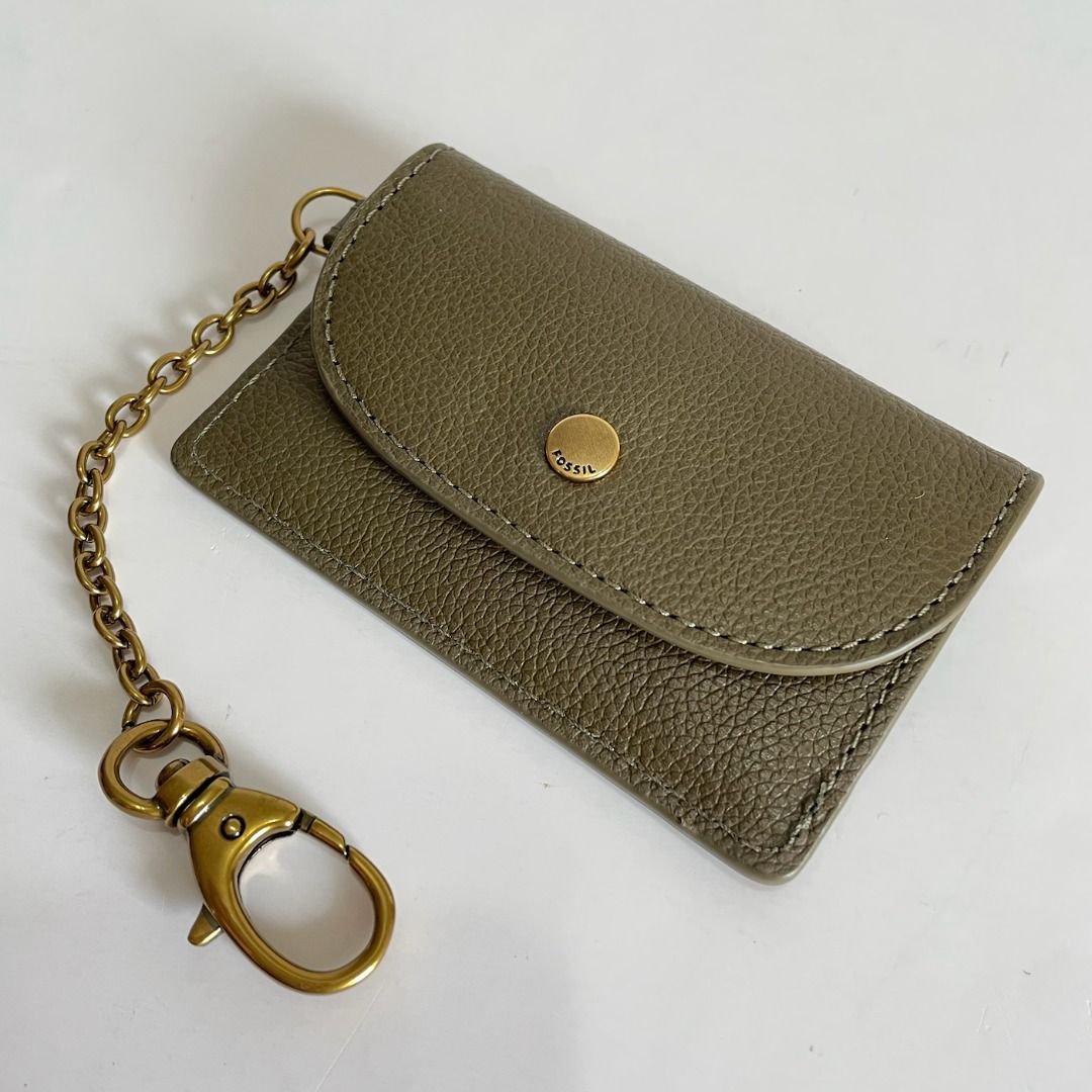 Fossil Adelyn Card Case with Keychain Leather Moss Green Women s Fashion Bags Wallets Wallets Card holders on Carousell