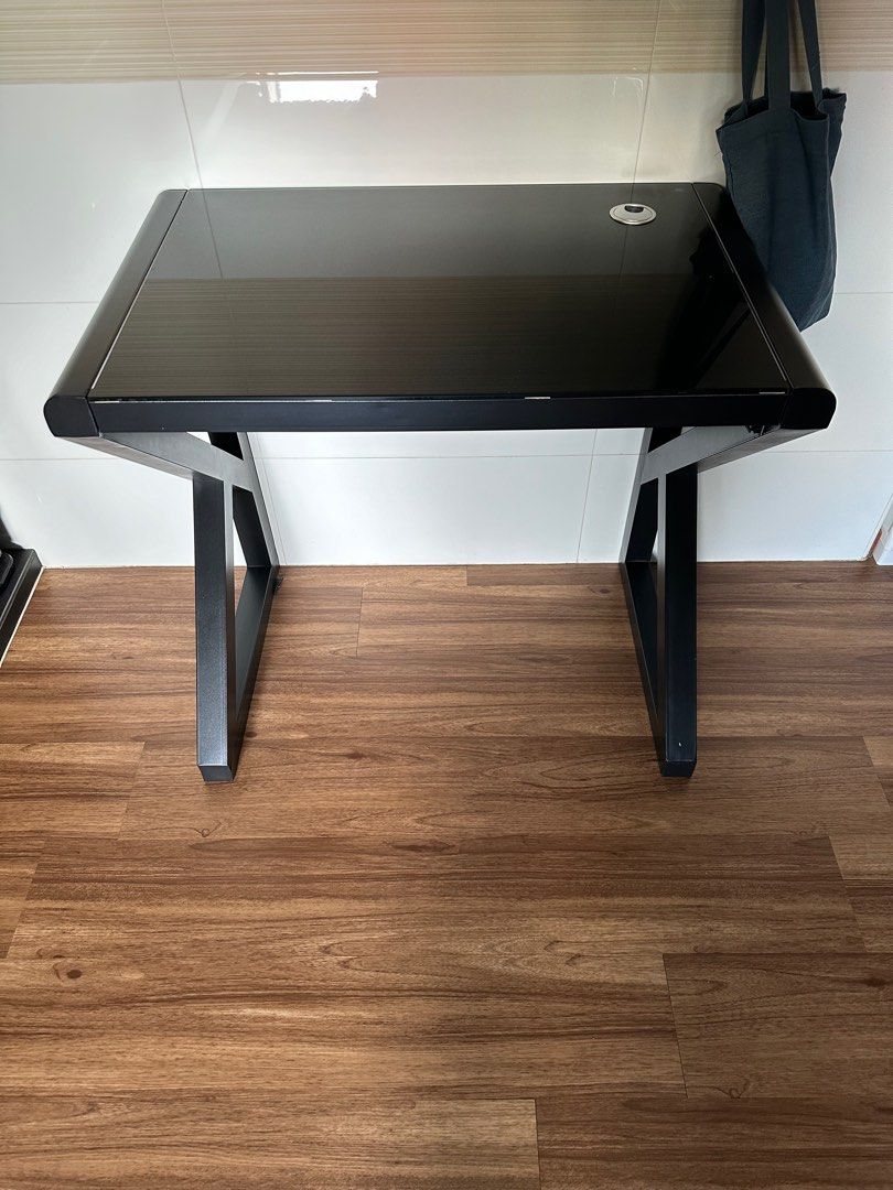 Glass computer table, Furniture & Home Living, Furniture, Tables & Sets