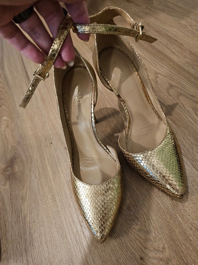 Michael kors gold strappy heels outlet
