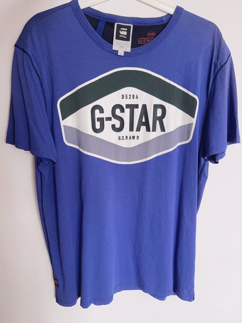 G-Star Men's Graphic 8 T-Shirt - Organic Cotton Tee, Blue, Size XL, Straight Fit