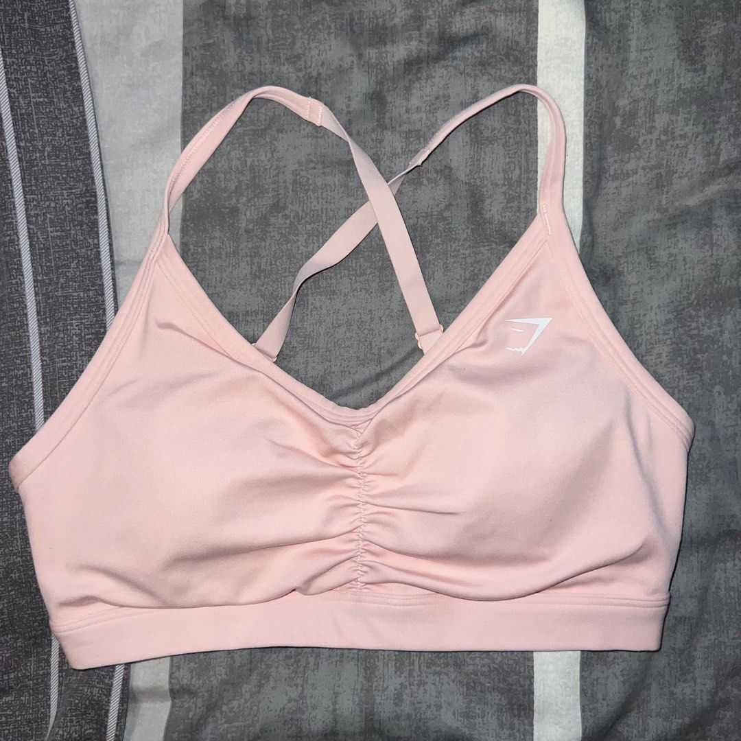 Gymshark Ruched Bra (Coconut White & Light Pink) Size S, Women's Fashion,  Activewear on Carousell