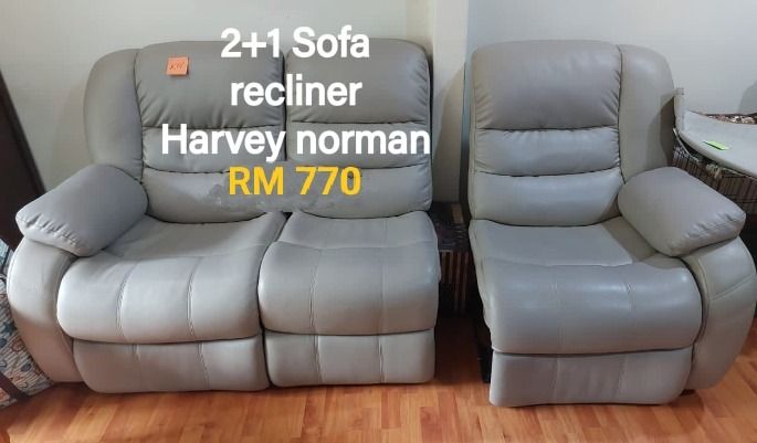HARVEY NORMAN LEATHER SOFA RECLINER 3 SEATER SOFA JANINE CHAIRS