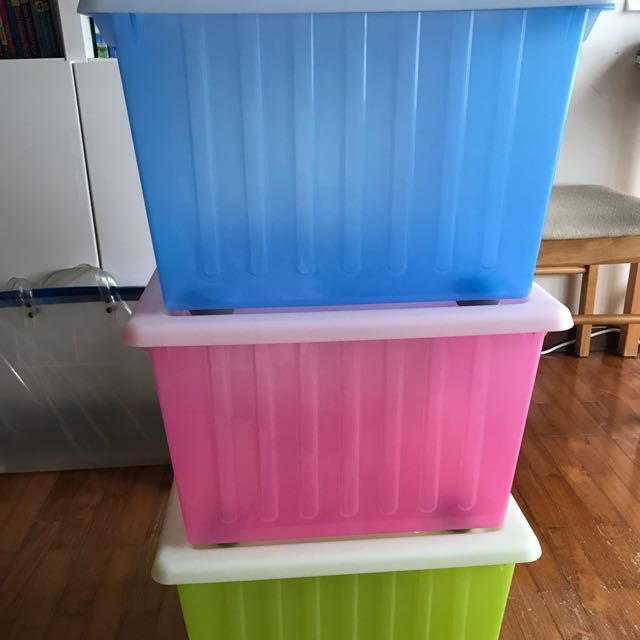 IKEA Storage boxes with wheels, Furniture & Home Living, Home Improvement & Organisation
