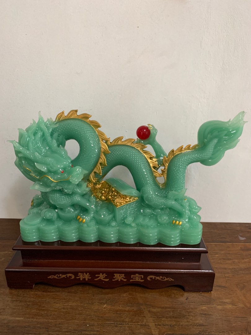 Jade Dragon with Treasures 13 Inch Fengshui Figurine, Looking For on