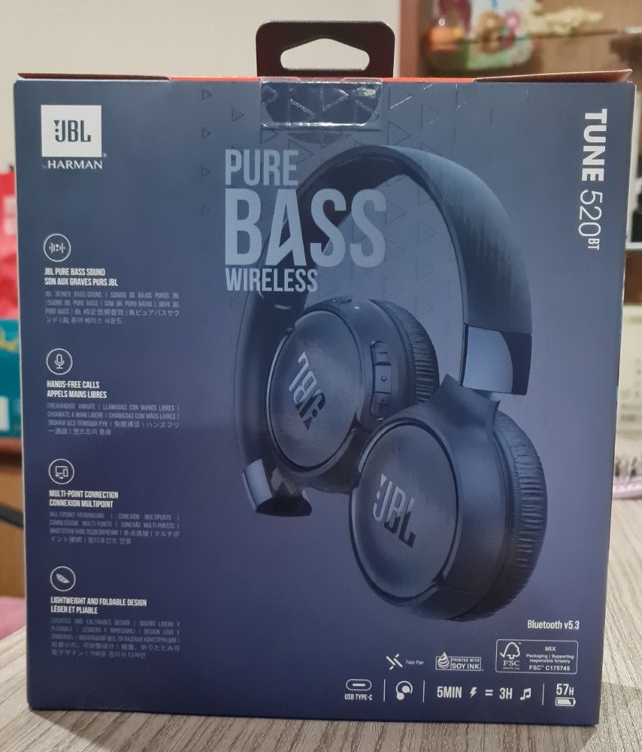 JBL Tune 520BT wireless headphones blue, Audio, Headphones & Headsets
