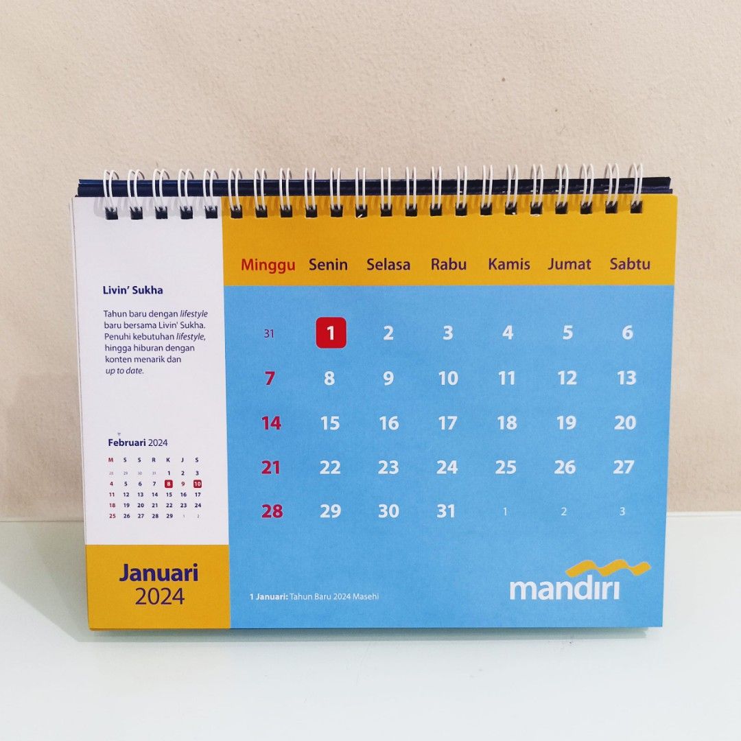 Kalender Meja Bulanan Tahun 2024 Bank Mandiri Perabotan Rumah Di Carousell 