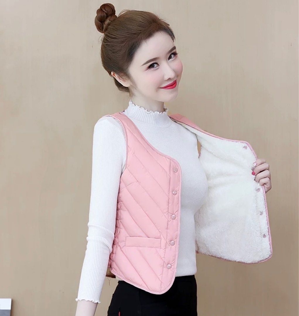 Fur lined top vest womens