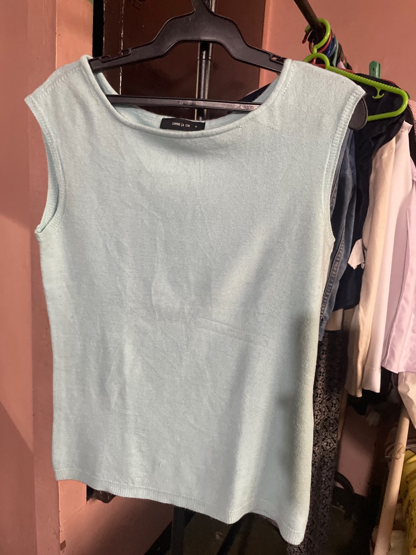 Light blue vest top, Women's Fashion, Tops, Sleeveless on Carousell