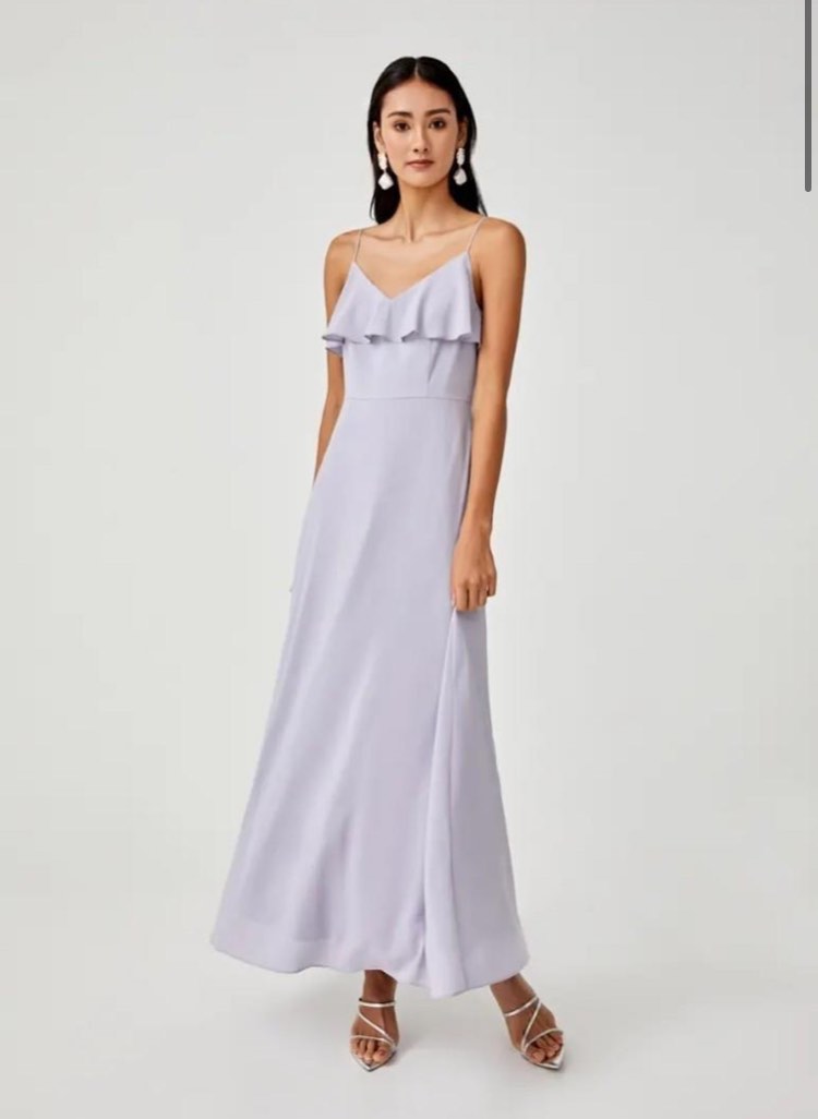 Love Bonito Ruffle Overlay Maxi Dress lilac evening dinner prom maxi dress bridesmaid dress Women s Fashion Dresses Sets Dresses on Carousell