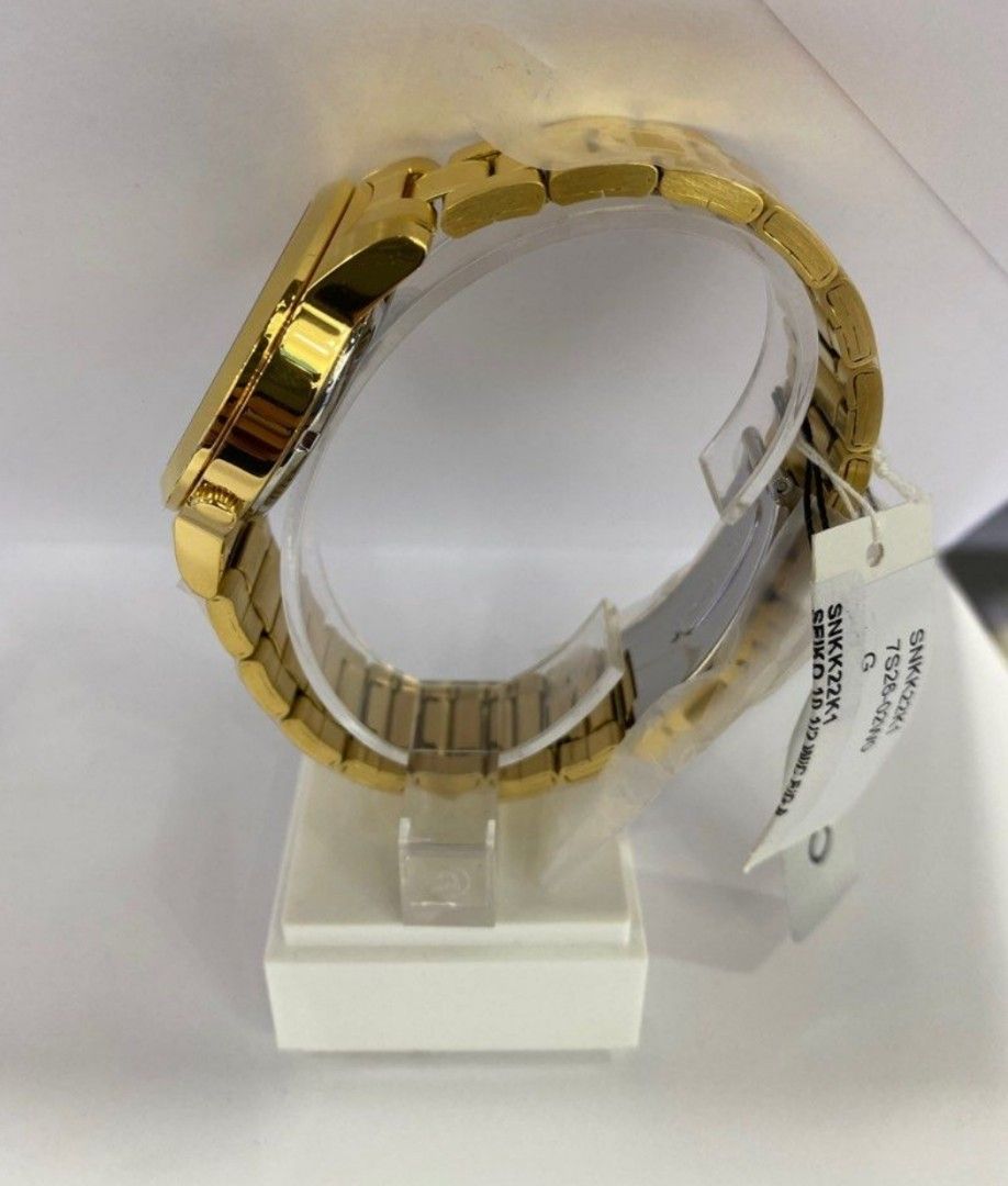 Lowest Price Seiko 5 SNKK22 Men s Unisex Automatic Black Dial Gold Tone Stainless Steel Watch snkk22 snkk22k snkk22k1 Birthday gift birthday seiko