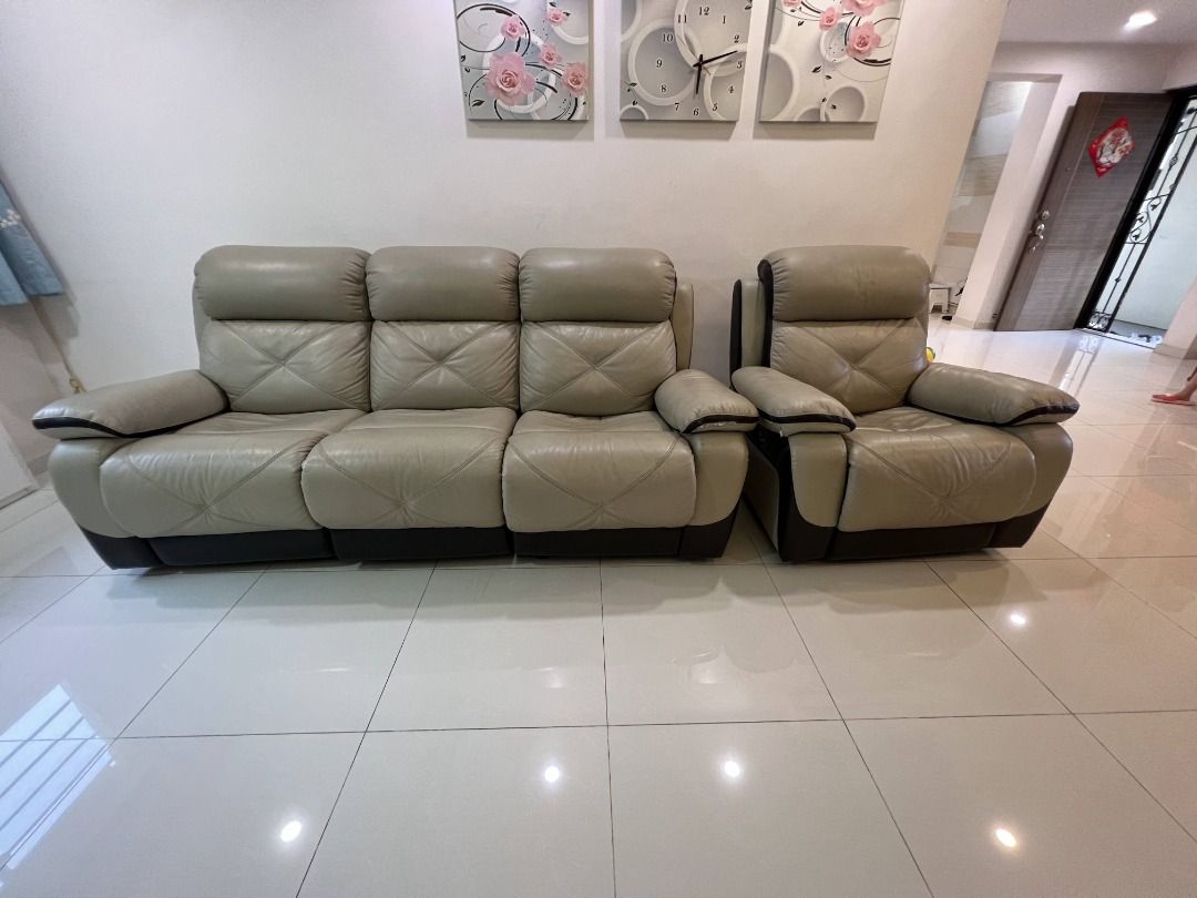 Luxurious Leather Recliner Sofa Set