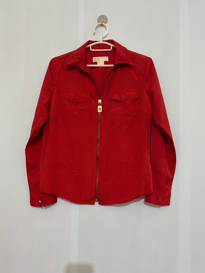 Michael Kors Red Zipper Blouse Women s Fashion Tops Blouses on