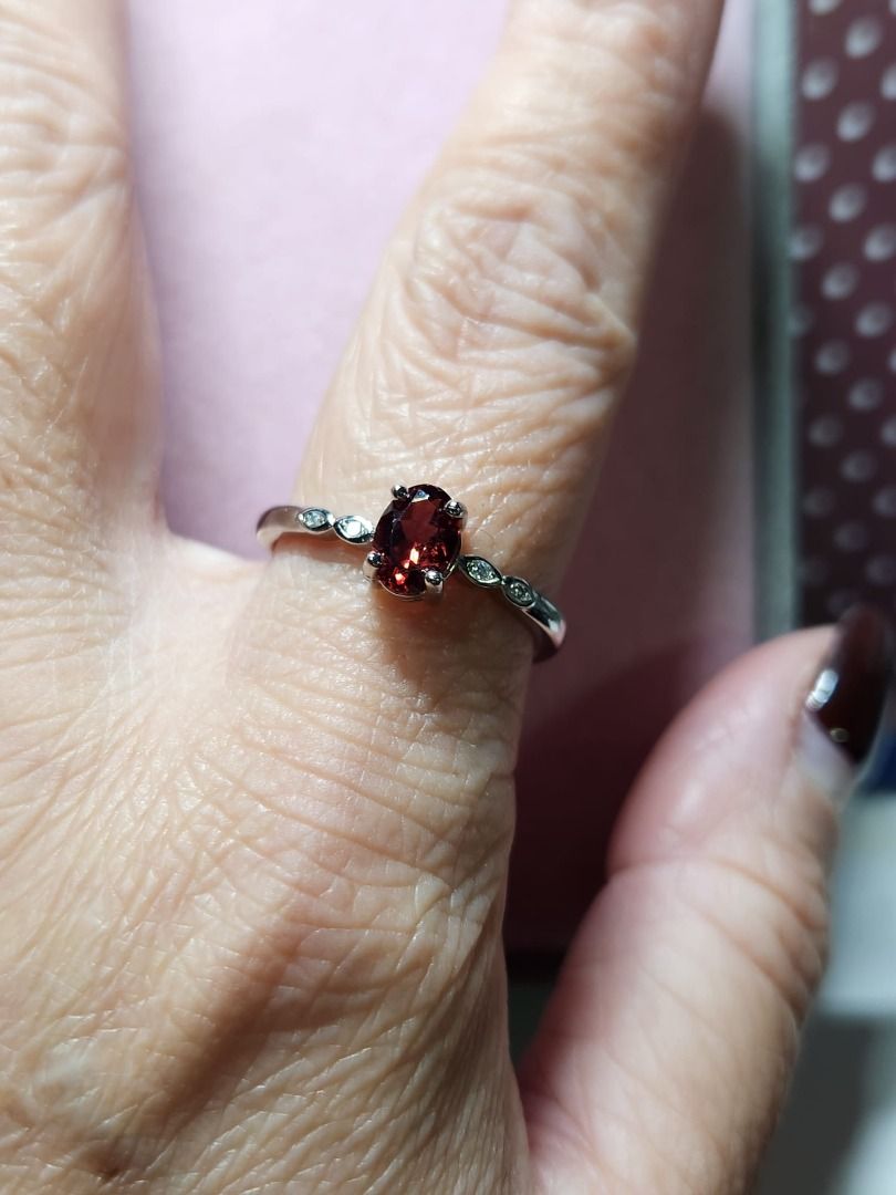 Garnet shop solitaire ring