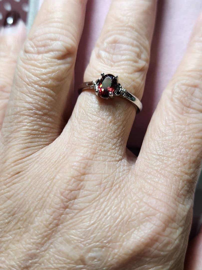 Natural Red Garnet Crystal Adjustable Ring R179