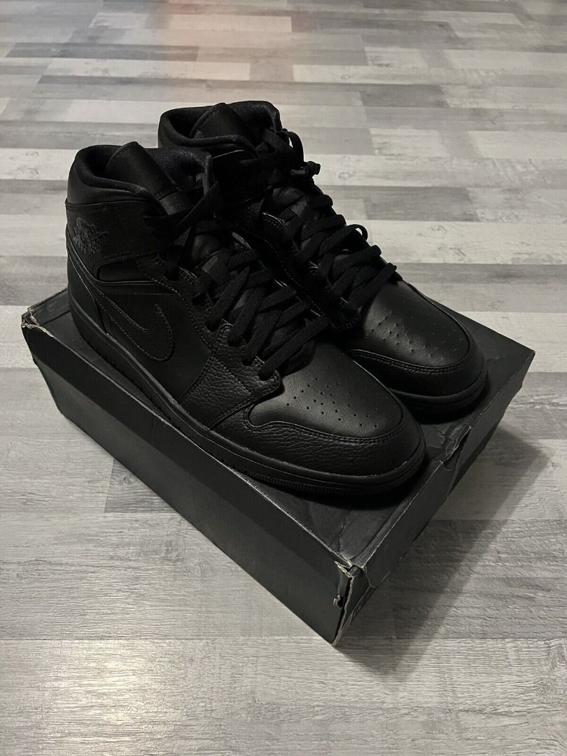 Nike Air Jordan 1 Triple Black Mid Men s Fashion Footwear