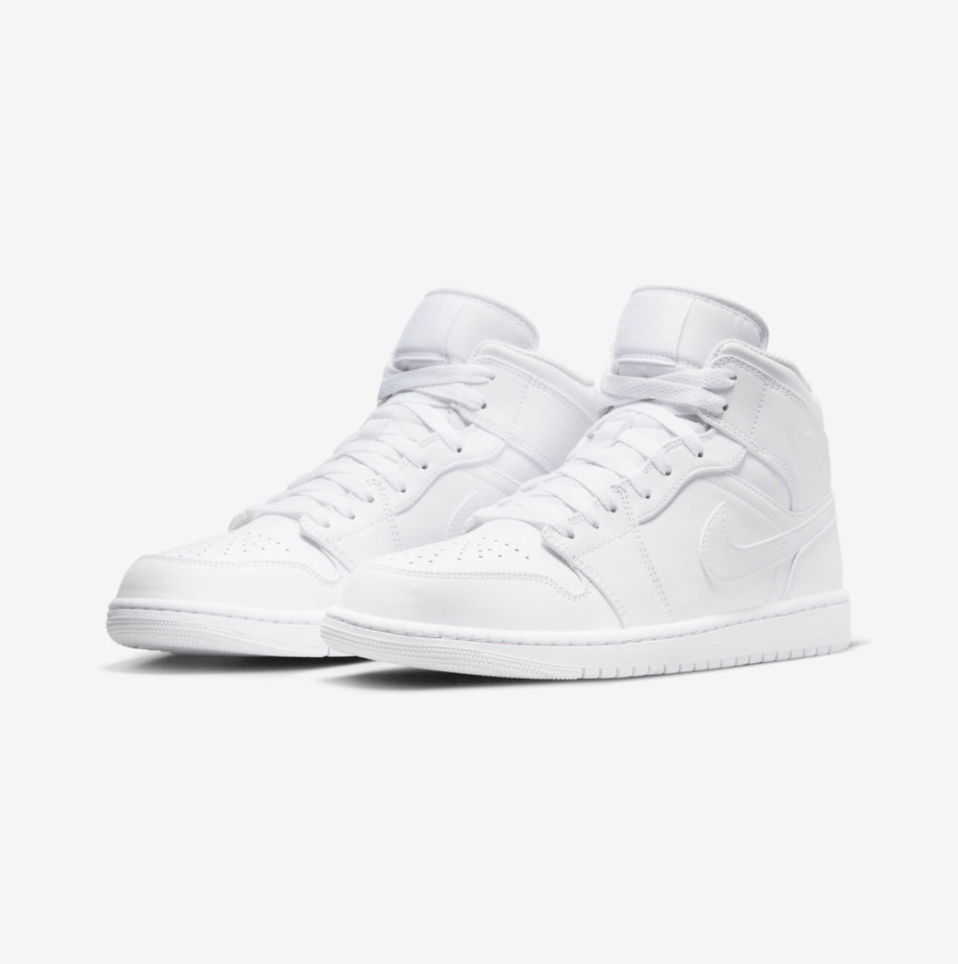 Air jordan 1 mid triple white online