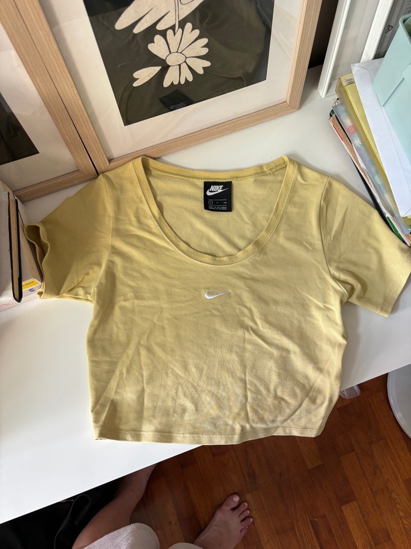 Nike Yellow Crop Baby Tee Top Women s Fashion Tops Other Tops