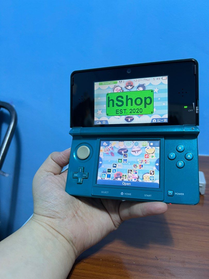 Nintendo Old Regular 3DS Cyan Blue (Cfw w/32gb MMC, Ready to Use