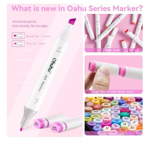 Ohuhu Alcohol Markers 320 Colors - Chisel & Fine Double Tipped Art