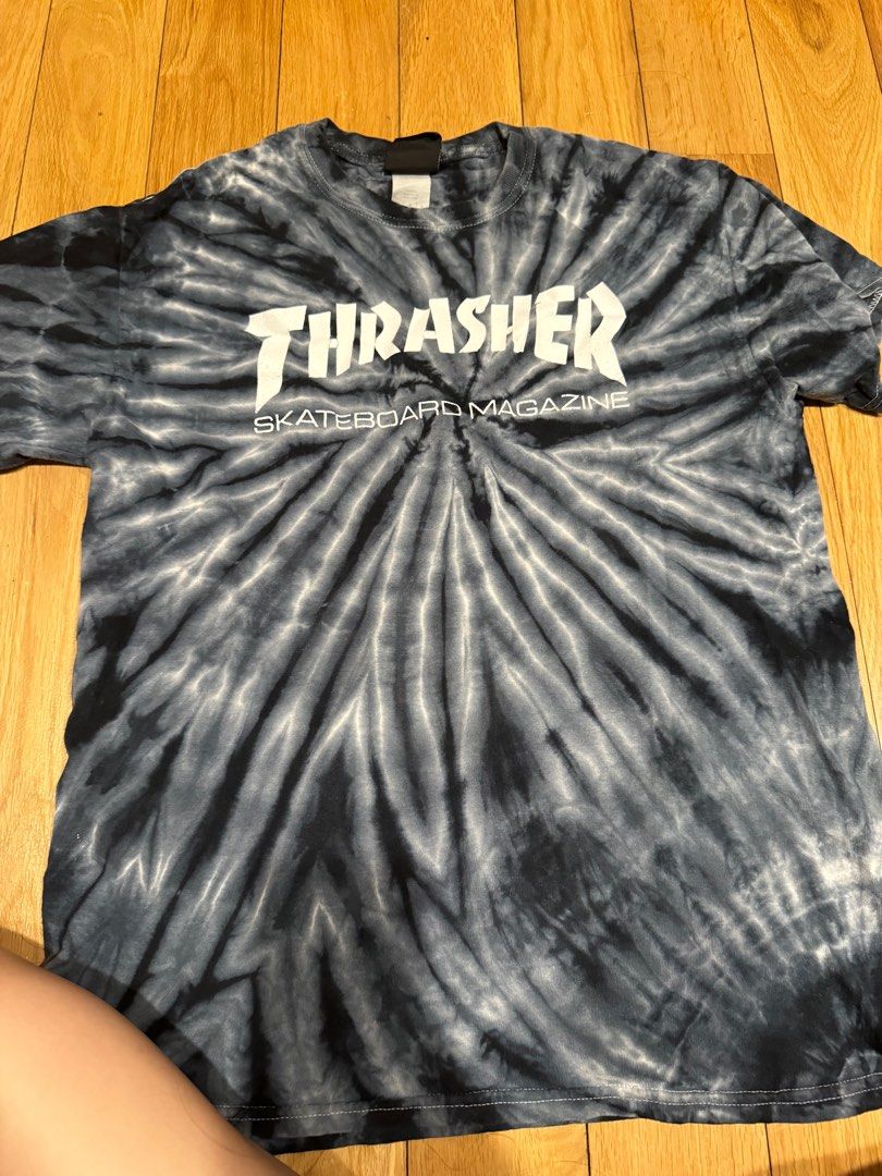 Grey tie dye thrasher shirt hotsell
