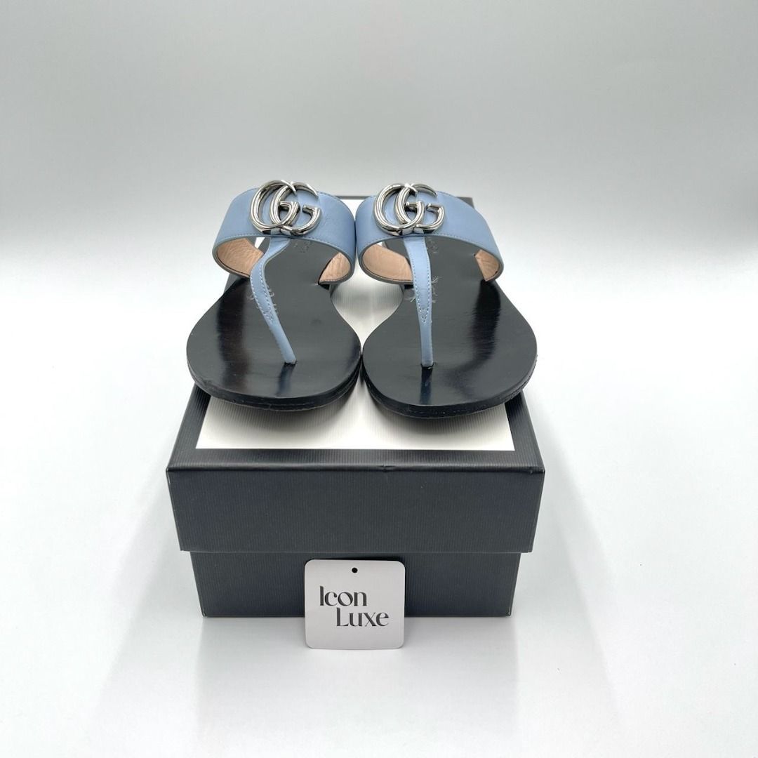 P2600 Gucci Marmont Flat Thong Sandal Womens 35