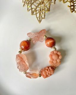Peach Fuzz inspired Natural Crystal bracelet creation